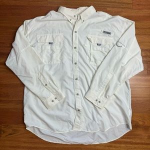 Columbia PFG Shirt Mens XXL White Off White Vented Fishing Outdoors Shirt 2XL
